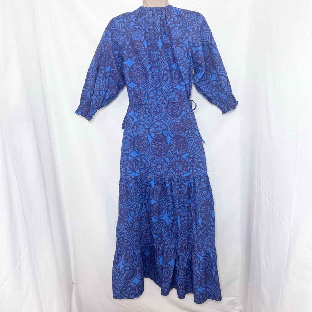 Marie Oliver Womens Farin Tiered Midi Dress XS Sodalite Coin Print Luxury $438 - Picture 3 of 13